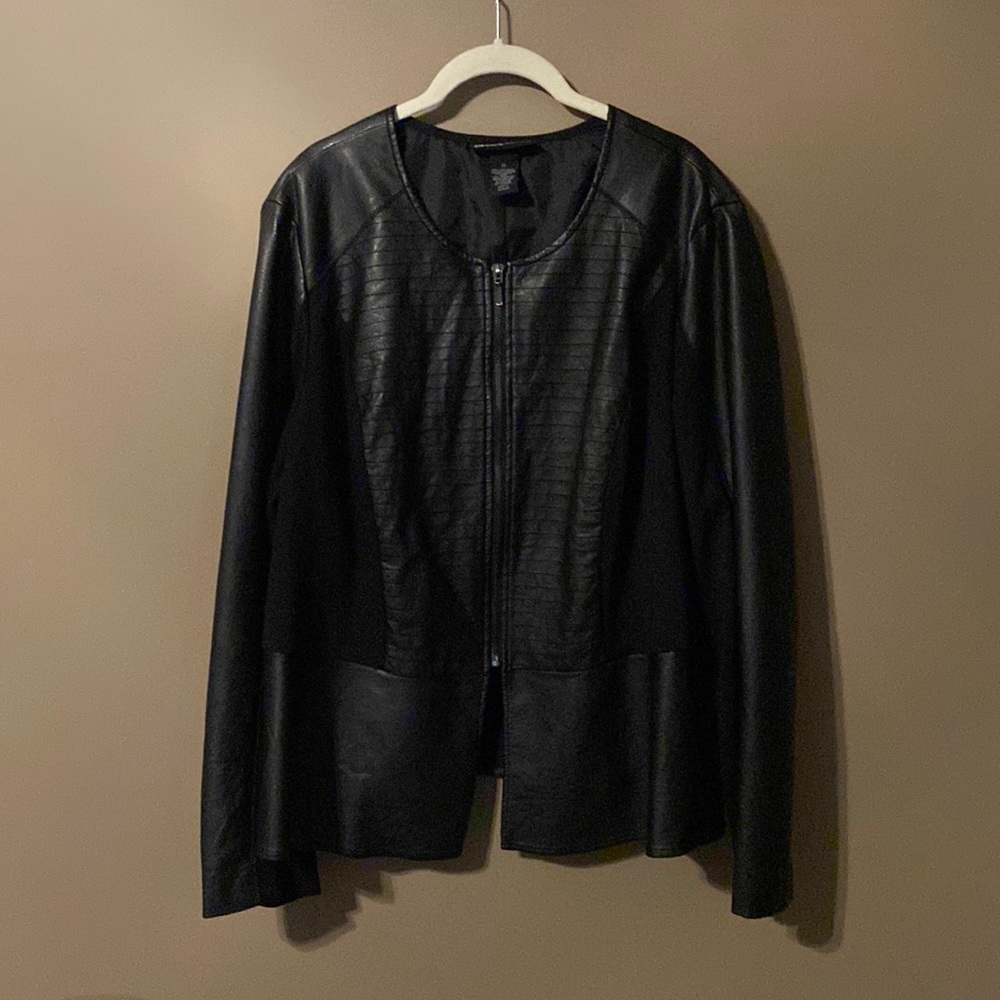 Faux leather and cloth jacket